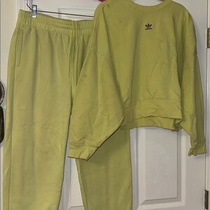 Yellow Adidas Sweatsuit Set Joggers and Oversized Sweatshirt
